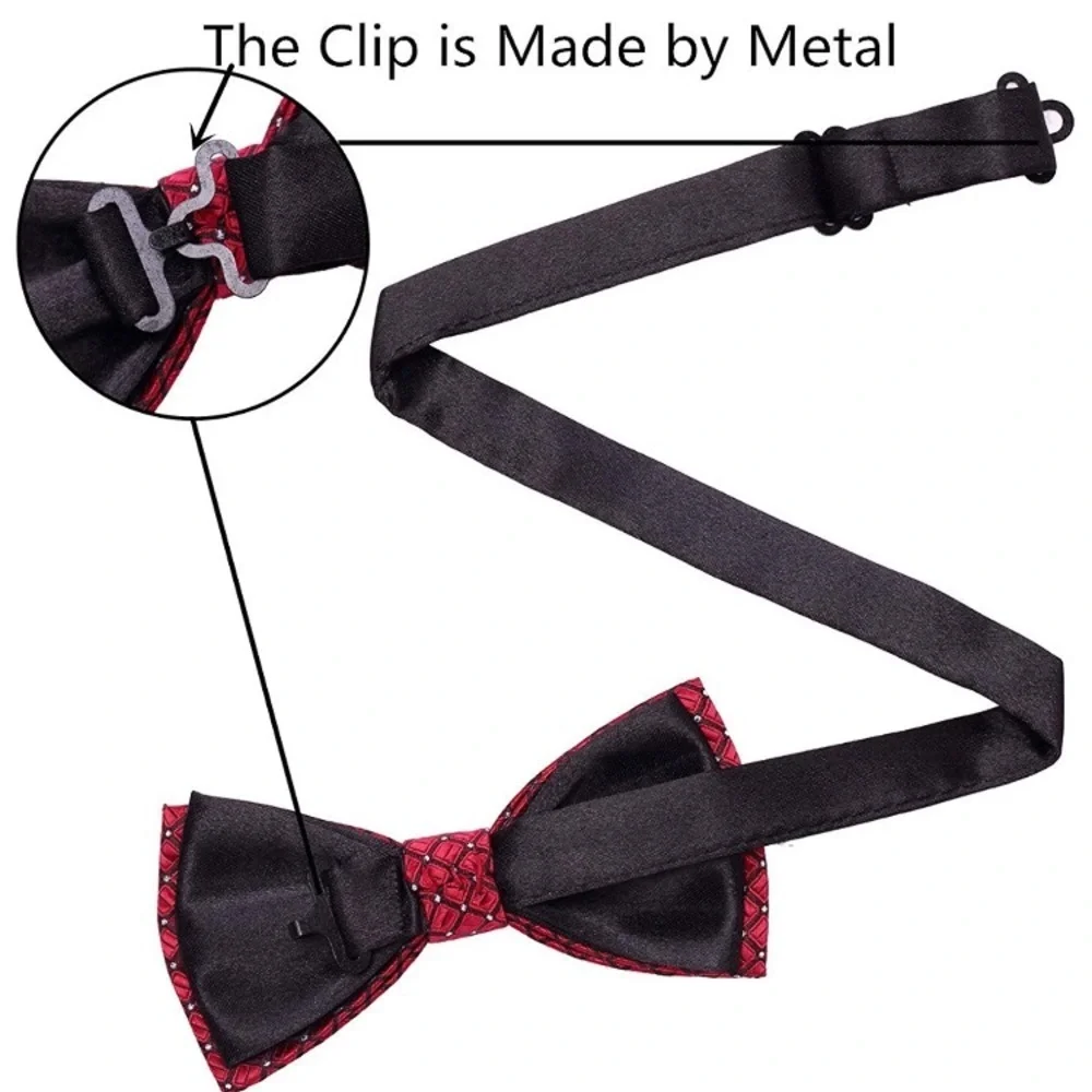 MEN’S 8 PACK CLIP ON BOW TIE BUNDLE SET *NEW*